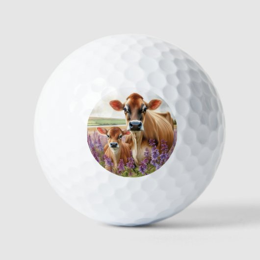 Jersey Koe en Kalf Wildflower Golfballen (Voorkant)