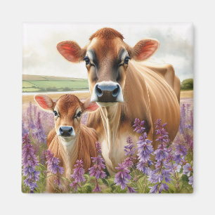 Jersey Koe en Kalf Wildflower Magneet