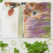 Jersey Koe en Kalf Wildflower Theedoek (Gevouwen)