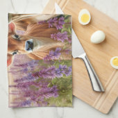 Jersey Koe en Kalf Wildflower Theedoek (Quarter Fold)