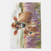 Jersey Koe en Kalf Wildflower Theedoek (Verticaal)