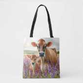 Jersey Koe en Kalf Wildflower Tote Bag (Voorkant)