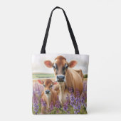Jersey Koe en Kalf Wildflower Tote Bag (Achterkant)