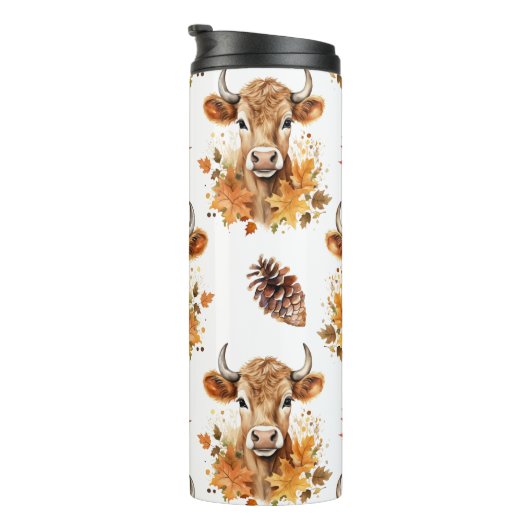 Jersey Koe Fall Leaves Thermosbeker (Geroteerd rechts)