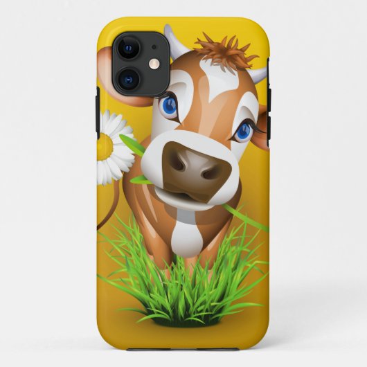 Jersey koe in gras boven geel Case-Mate iPhone case (Achterkant)