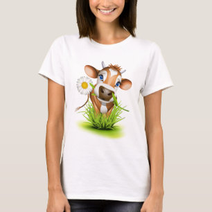 Jersey koe in gras t-shirt