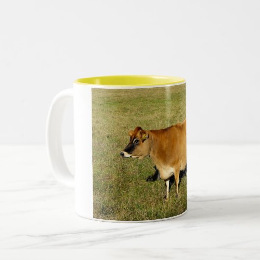 Jersey-koe in St. John Tweekleurige Koffiemok (Voorkant links)