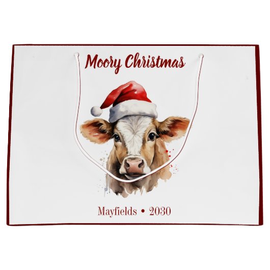 Jersey Koe "Moory Christmas" Groot Cadeauzakje (Voorkant)
