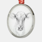 Jersey Koe Potlood Teken Kunst Metalen Ornament (Links)