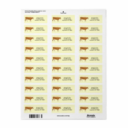 Jersey Milk Koe Label (Full Sheet)