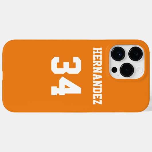Jersey Naam Nummer Sinaasappel en Wit Case-Mate iPhone Case (Achterkant (horizontaal))