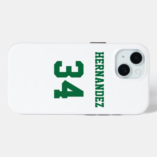 Jersey Naam Nummer Wit en Groen Case-Mate iPhone Case (Achterkant (horizontaal))