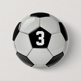 Jersey Number Button zwart-wit Voetbal
