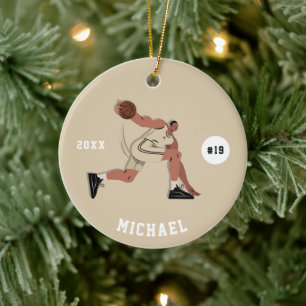 Jersey Number & Name van het Basketball Player Tea Keramisch Ornament