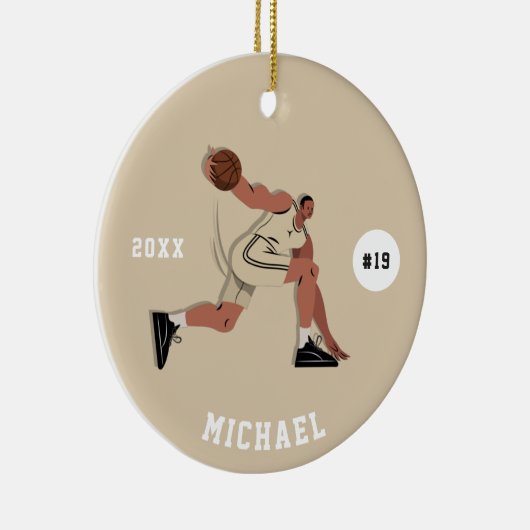 Jersey Number & Name van het Basketball Player Tea Keramisch Ornament (Rechts)