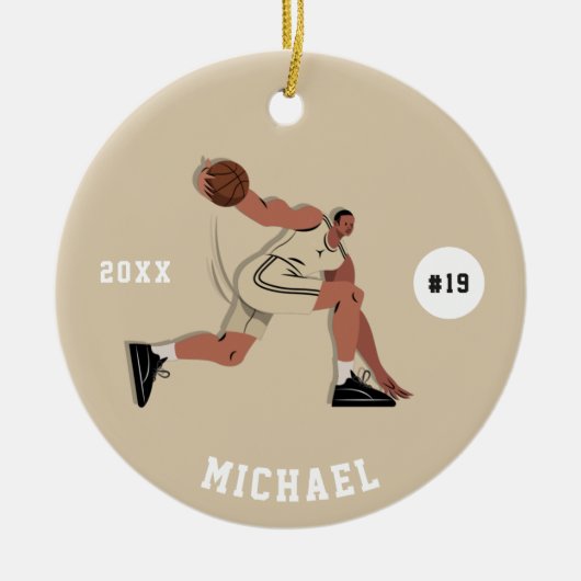 Jersey Number & Name van het Basketball Player Tea Keramisch Ornament (Voorkant)