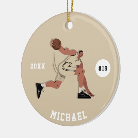 Jersey Number & Name van het Basketball Player Tea Keramisch Ornament (Links)