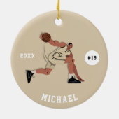 Jersey Number & Name van het Basketball Player Tea Keramisch Ornament (Achterkant)