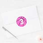 Jersey Number of Initiaal, roze Basketball Player Ronde Sticker (Envelop)