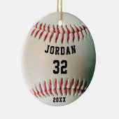 Jersey nummer Baseball Player Personalized Keramisch Ornament (Rechts)
