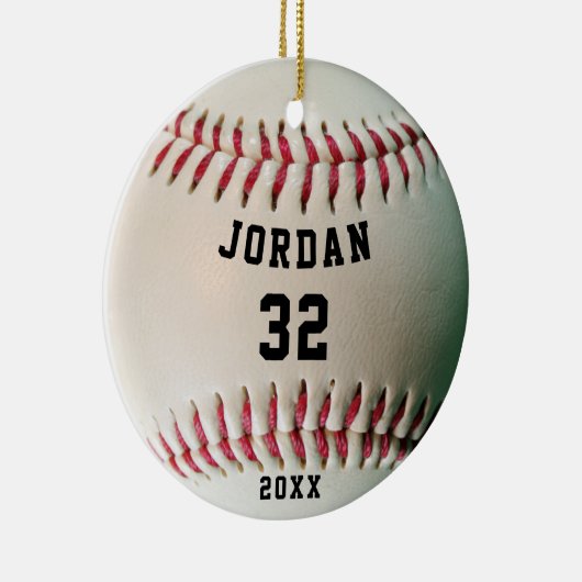 Jersey nummer Baseball Player Personalized Keramisch Ornament (Rechts)