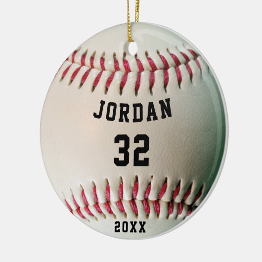 Jersey nummer Baseball Player Personalized Keramisch Ornament (Links)