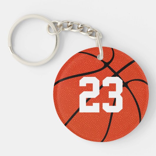 Jersey Nummer Basketball Team Player Custom Sleutelhanger (Voorkant)