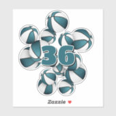 Jersey nummer cluster van blauwgroen witte basketb sticker (Vel)