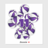 Jersey nummer cluster van paarse witte basketballe sticker (Vel)