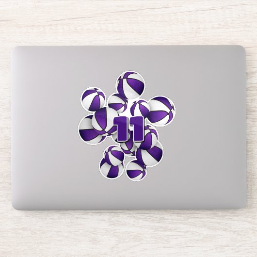 Jersey nummer cluster van paarse witte basketballe sticker (Computer)