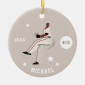 Jersey-nummer en naam van het honkbalteam van de j keramisch ornament (Voorkant)