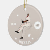 Jersey-nummer en naam van het honkbalteam van de j keramisch ornament (Links)