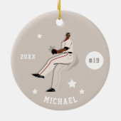 Jersey-nummer en naam van het honkbalteam van de j keramisch ornament (Achterkant)