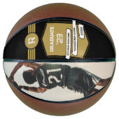 Jersey Nummer | Goud Afstuderen Monogram Basketbal (Voorkant)