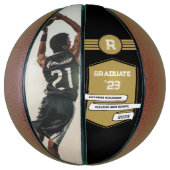 Jersey Nummer | Goud Afstuderen Monogram Basketbal (Verticaal)