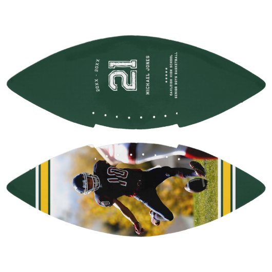 Jersey Nummer | Groen & Goud Afstuderen Monogram American Football (Panelen)