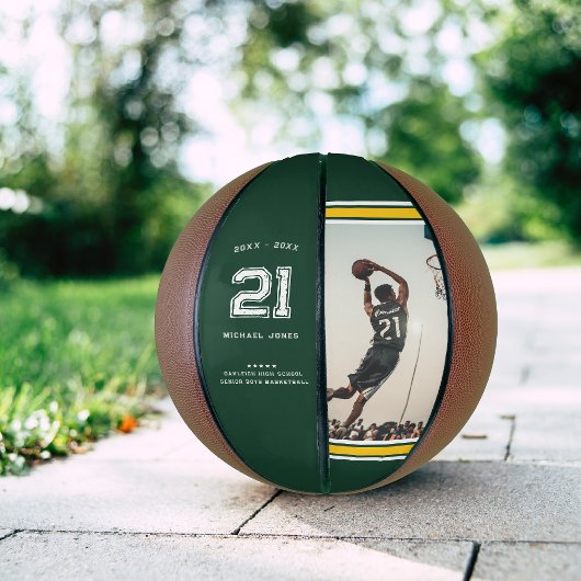 Jersey Nummer | Groen & Goud Afstuderen Monogram Basketbal