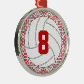 Jersey Nummer kerstvolleyball Metalen Ornament (Rechts)