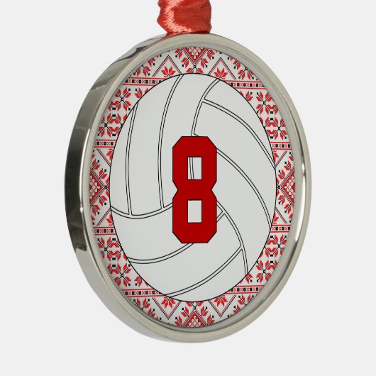 Jersey Nummer kerstvolleyball Metalen Ornament (Rechts)