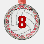 Jersey Nummer kerstvolleyball Metalen Ornament (Voorkant)