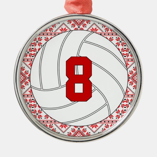 Jersey Nummer kerstvolleyball Metalen Ornament (Voorkant)