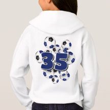 Jersey nummer op groep van voetballen blauw