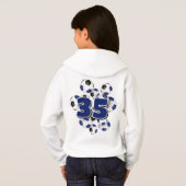 Jersey nummer op groep van voetballen blauw (Achterkant volledig)