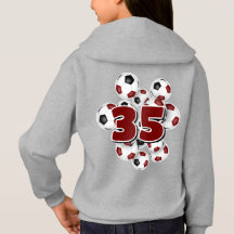 Jersey nummer op groep van voetballen kastanjebrui