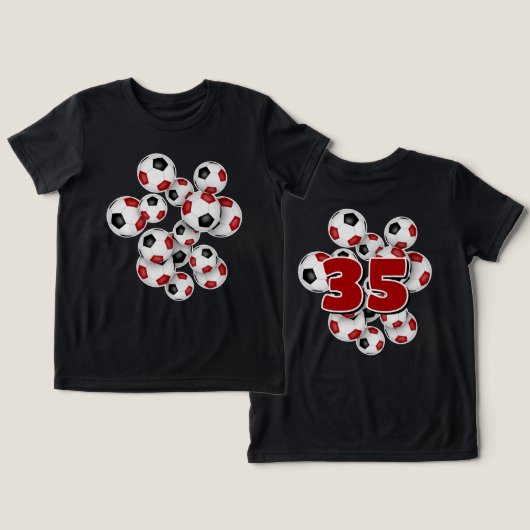 Jersey nummer op groep van voetballen rood Tri-Blend shirt (Ontwerp Voorkant & Achterkant)