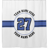Jersey nummer, team, speler genaamd blauwe zwarte  douchegordijn (Voorkant)