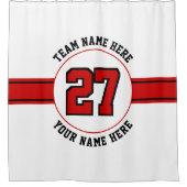 Jersey nummer, team, speler naam zwarte sport douchegordijn (Voorkant)