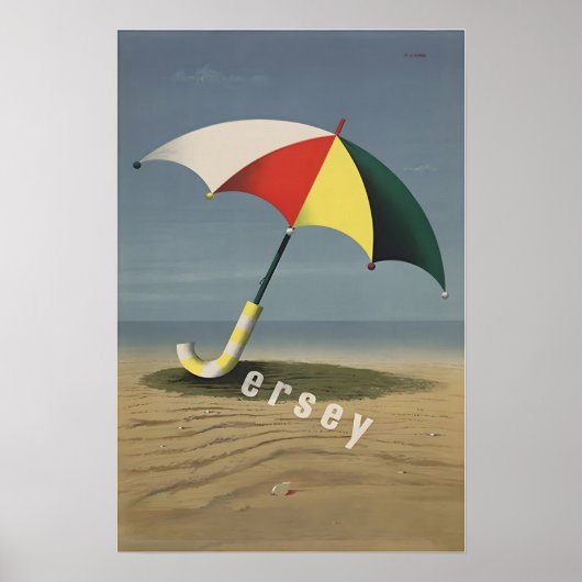 Jersey Reisposter Strand Kunst Paraplu Print (Voorkant)