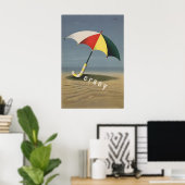 Jersey Reisposter Strand Kunst Paraplu Print (Thuiskantoor)