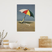 Jersey Reisposter Strand Kunst Paraplu Print (Keuken)